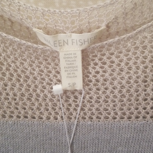 Eileen Fisher blouse 100% Linen Delave gray cream - Picture 2 of 8
